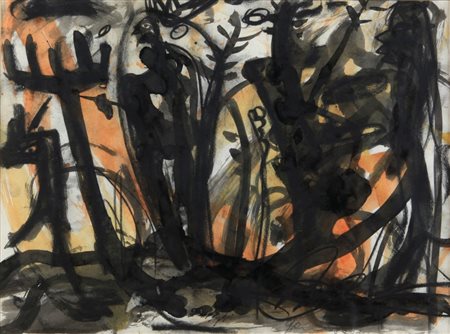 GÜNTER DAMISCH (1958) Senza Titolo 1993 tecnica mista su carta cm 35x47 sul...