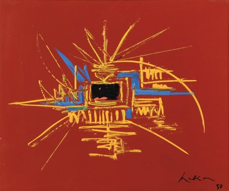 GEORGES MATHIEU (1921 - 2012) Folie Framboyante 1950 olio su tela cm 50x60...