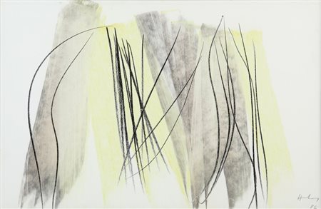 HANS HARTUNG (1904 - 1989) P8-1986-E5 1986 matita e carboncino su carta cm...