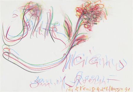 DANIEL SPOERRI (1930) Il cigno 1990 pastelli su carta cm 25x36,5 firmato e...