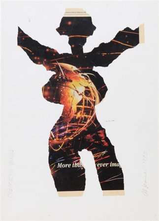 AL HANSEN (1927 - 1995) Cybernetic Venus 1993 collage su carta cm 68x48...