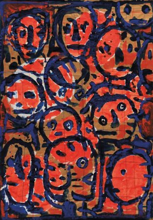 HELMUT MIDDENDORF (1953) Senza titolo 1990 tecnica mista su carta intelata cm...