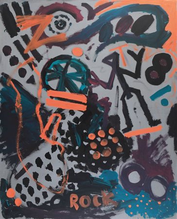 PENCK A. R. (1939) Rock I 1984 olio su tela cm 160x130 firmato in alto destra...