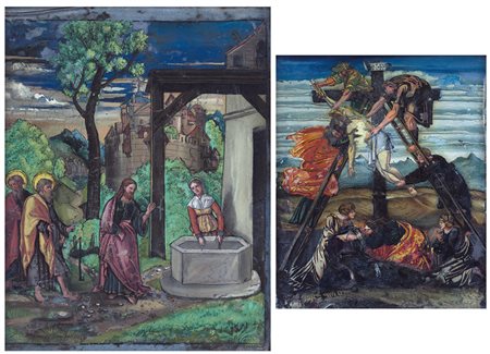 SCUOLA VENETA DEL XVI SECOLO Cristo e la samaritana al pozzoDeposizione Vetro...