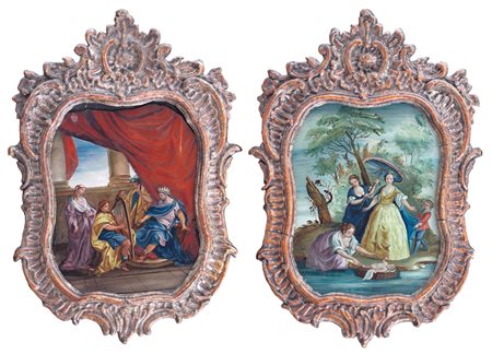 SCUOLA VENETA DEL XVIII SECOLO Mosè salvato dalle acqueDavid placa Saul...