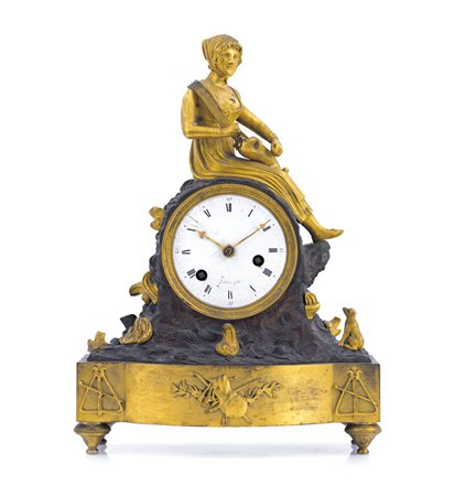 DUBOIS PENDOLA IN BRONZO PATINATO E DORATO, DUBOIS & FILS, INIZIO XIX SECOLO,...