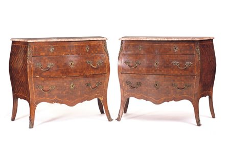 MOBILE DEL XIX SECOLO COPPIA DI CASSETTONI INTARSIATI A MARQUETERIE, XIX...