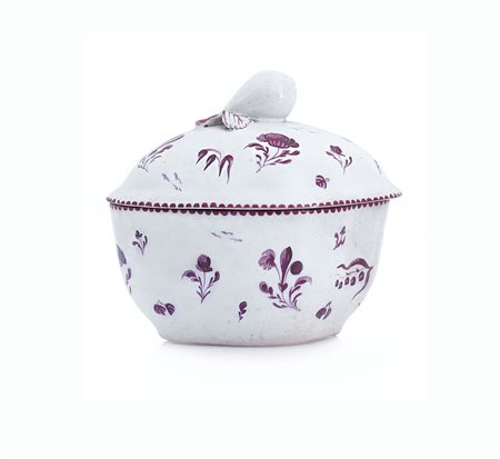 GINORI ZUCCHERIERA CON COPERCHIO IN PORCELLANA, GINORI A DOCCIA, XVIII...