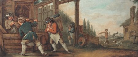 PITTORE DEL XVIII SECOLO La vendemmiaOlio su tela, cm 58,5x138,5.