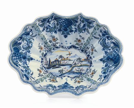 ANTONIBON BACILE IN MAIOLICA, NOVE DI BASSANO, P.ANTONIBON, 1760 CA., ovale a...