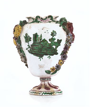 SAVONA VASO IN MAIOLICA, SAVONA, G.BOSELLI, XVIII SECOLO, piriforme su base...