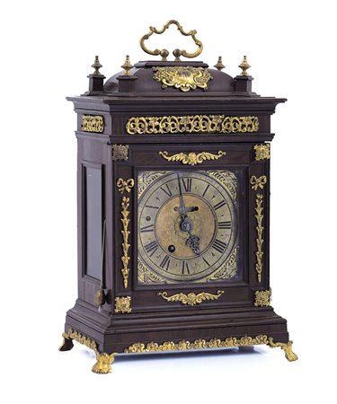 OROLOGIO DA TAVOLO OROLOGIO DA TAVOLO IN PALISSANDRO E BRONZO DORATO, FIRMATO...