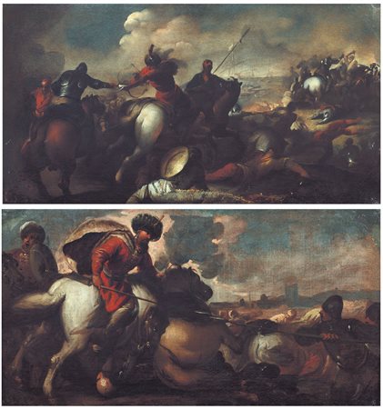 COURTOIS JAQUES detto BORGOGNONE St. Hippolyte 1621 - Roma 1675Scontro di...