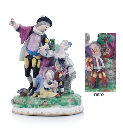 VIENNA GRUPPO IN PORCELLANA, VIENNA, XVIII SECOLO, raffigurante scena galante...