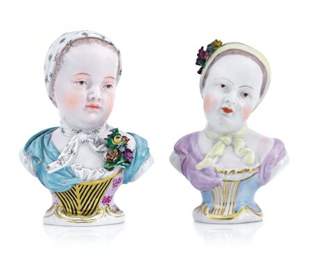MEISSEN DUE BUSTI IN PORCELLANA, MEISSEN E SAMSON, XIX SECOLO, raffiguranti...