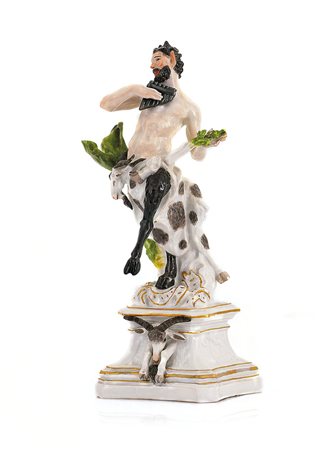 MEISSEN SCULTURA IN PORCELLANA, MEISSEN, 1750 CA., raffigurante Pan con...