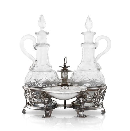 ARGENTI D'EPOCA RARA OLIERA IN ARGENTO, GENOVA, PUNZONE TORRETTA 1787, doppio...