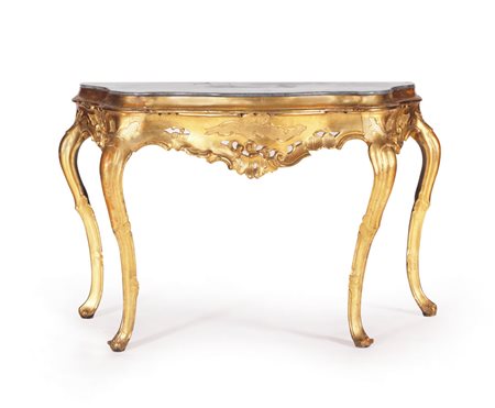 MOBILE DEL XVIII SECOLO CONSOLE IN LEGNO SCOLPITO E DORATO, VENEZIA, XVIII...