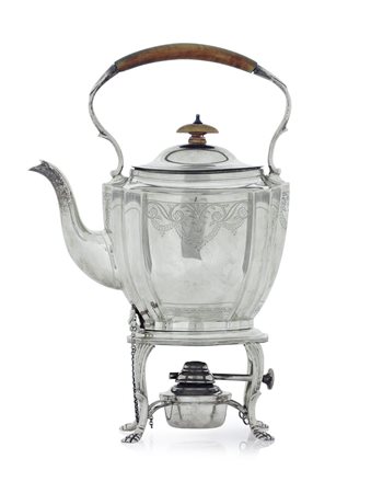 ARGENTI D'EPOCA TEA-KETTLE IN ARGENTO, LONDRA, 1907, costolato con coperchio...