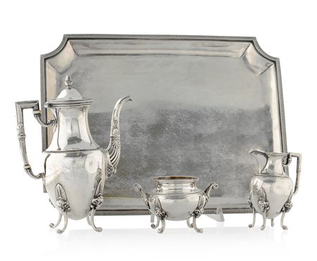 ARGENTI D'EPOCA SERVIZIO DA CAFFE' SOLITAIRE IN ARGENTO, GERMANIA, FINE XIX...