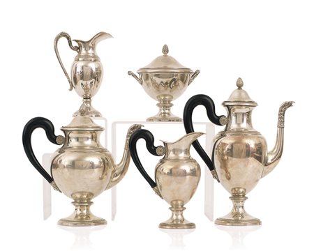 ARGENTI RECENTI SERVIZIO DA TE' E CAFFE' IN STILE IMPERO IN ARGENTO, XX...