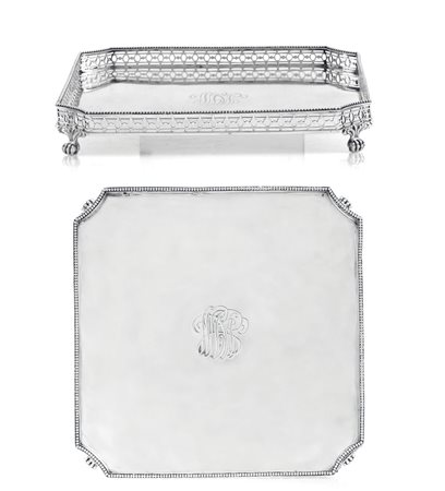 TIFFANY & CO. SALVER IN ARGENTO, TIFFANY & CO., INIZIO XX SECOLO, quadrato...