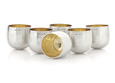 BULGARI SEI PICCOLI BICCHIERI IN ARGENTO, BULGARI, XX SECOLO, interno...