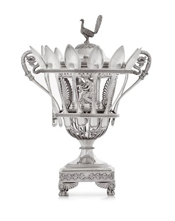 ARGENTI D'EPOCA CONFITURIER IN ARGENTO, PARIGI, 1820 CA., ARGENTIERE...