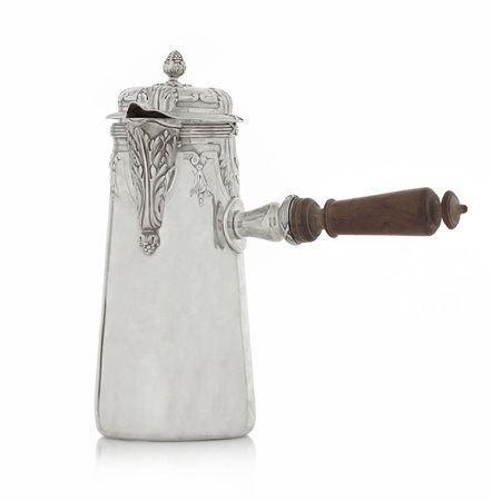 ARGENTI D'EPOCA CIOCCOLATIERA IN ARGENTO, FRANCIA, XIX SECOLO, troncoconica...