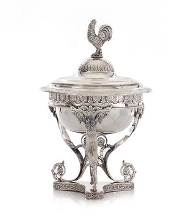 ARGENTI D'EPOCA ZUCCHERIERA CON COPERCHIO IN ARGENTO, MILANO, 1840 CA.,...