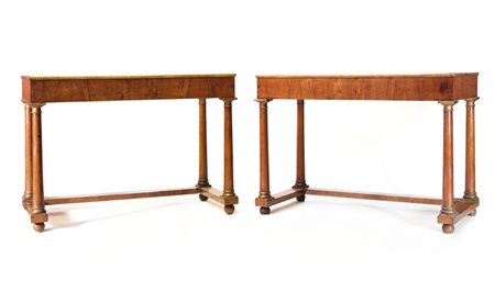 MOBILE DEL XIX SECOLO COPPIA DI CONSOLE IMPERO IN NOCE, INIZIO XIX SECOLO,...