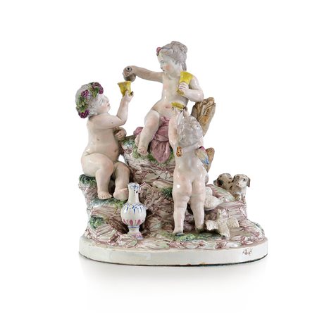 FRANCIA GRUPPO IN CERAMICA, FRANCIA, FINE XVIII SECOLO, raffigurante scena...