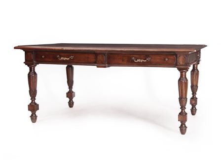 MOBILE DEL XIX SECOLO TAVOLO IN NOCE TINTO, XIX SECOLO, piano con due...