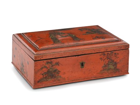 OGGETTISTICA VARIA SCATOLA IN LEGNO LACCATO, XVIII SECOLO, rettangolare con...