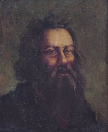 PITTORE DEL XIX SECOLO Ritratto virileOlio su tela, cm 50x40; danni e usure.
