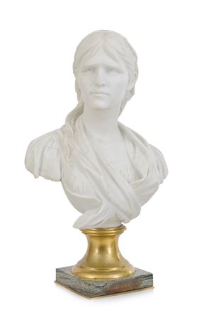 COMEIN POLYDOR 1848 - 1907Busto di popolanaBiscuit, alt. cm 55; firma impressa.