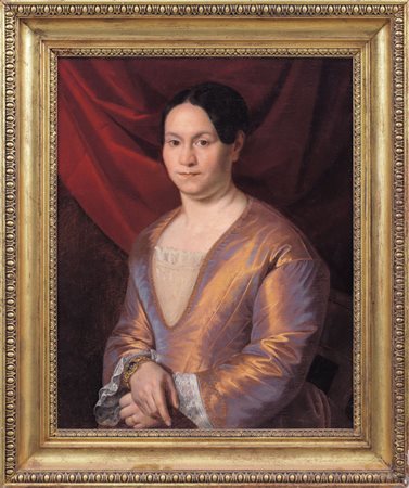 PITTORE DEL XIX SECOLO Ritratto di gentildonnaOlio su tela, cm 70x56,5.