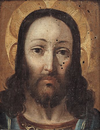 PITTORE DEL XIX SECOLO Volto di CristoOlio su tavola, cm 16,2x12,7.