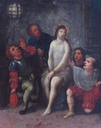 PITTORE DEL XVIII SECOLO Cristo deriso Olio su rame, cm 16,2x13,2; opera...