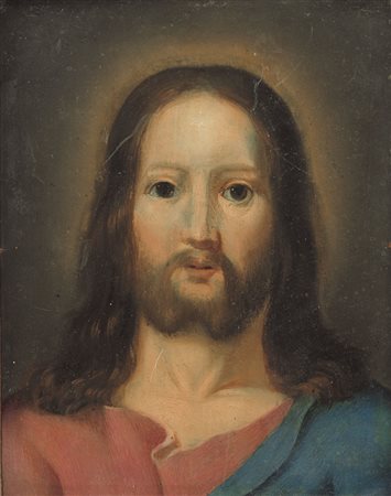 PITTORE DEL XIX SECOLO Volto di CristoOlio su rame, cm 21,5x16,5.