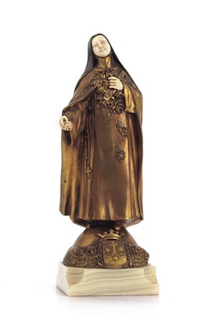 CHARLES CHARLES XIX-XX SECOLOSanta Teresa d'AvilaBronzo patinato e avorio su...