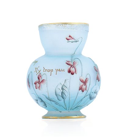 DAUM NANCY VASETTO "PARLANTE" IN VETRO DOPPIO, DAUM NANCY, 1896 CA., decoro a...