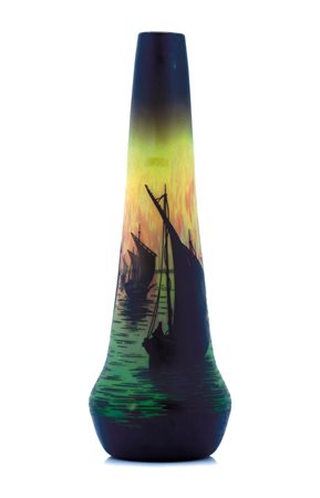 DAUM NANCY GRANDE VASO IN VETRO DOPPIO, DAUM NANCY, 1910 CA., decoro a...