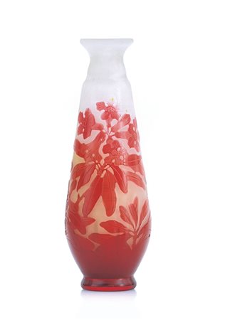 GALLE' VASO IN VETRO DOPPIO, GALLE', 1900 CA., piriforme con collo svasato,...