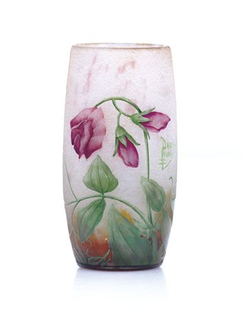 DAUM NANCY VASO IN VETRO DOPPIO, DAUM NANCY, 1910 CA., decoro a fiori e...