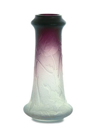 DAUM NANCY VASO IN VETRO DOPPIO, DAUM NANCY, 1897 CA., a piede d'elefante con...