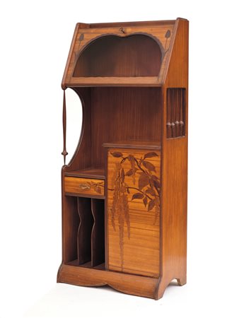 MAJORELLE LOUIS 1859 - 1926RARO MOBILE VETRINA INTARSIATO IN LEGNI VARI,...