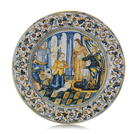 CASTELLI GRANDE PIATTO IN MAIOLICA, CASTELLI, FRANCESCO GRUE, TERZO QUARTO...