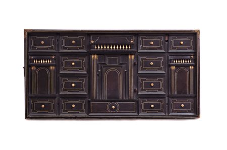 MOBILE DEL XVIII SECOLO MONETIERE IN EBANO E AVORIO, XVIII SECOLO, fronte...