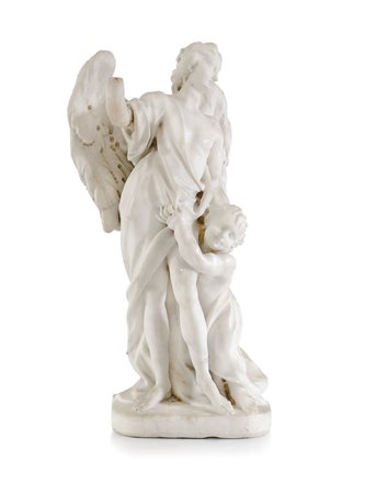 SCULTORE DEL XVIII SECOLO Tobiolo e l'Angelo Marmo bianco, alt. cm 52;...